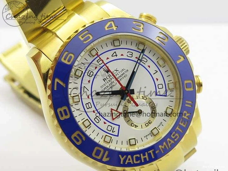 0228 YachtMaster II 116688 YG JF 1:1 Best Edition White Dial Blue Ceramic Bezel On YG Bracelet A Cozy 3577